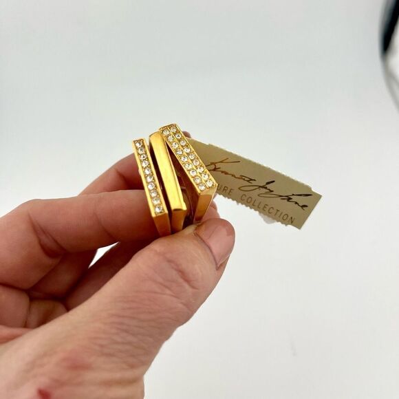 Kenneth Jay Lane NIB NWT 3-piece 22K Gold-Plated & Glass Crystal Ring Set - 5 - Picture 8 of 11